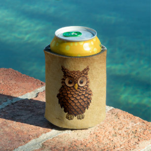 Pine Cone Owl Can Cooler