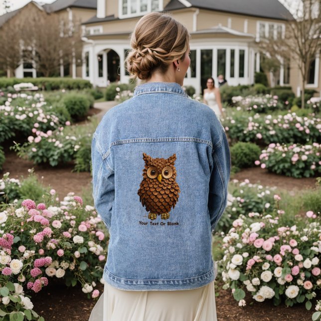 Pine Cone Owl Denim Jacket (Wedding Back)