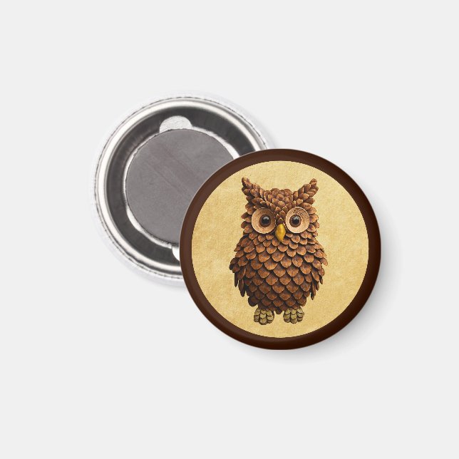 Pine Cone Owl Magnet (Front/Back)