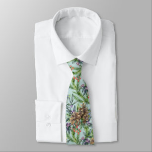 Pine cone pattern Christmas green  Tie