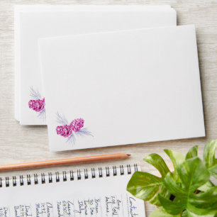 Pine cone purple blue drawing wedding envelope