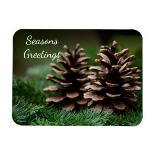Pine Cone Seasons Greetings Magnet
