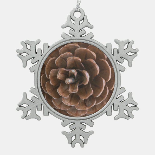 Pine cone snowflake pewter christmas ornament (Front)