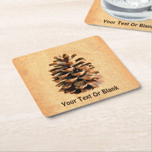 Pine Cone Square Paper Coaster