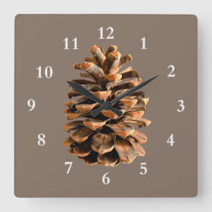 Pine Cone Square Wall Clock