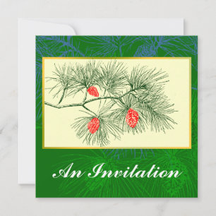 Pine Cone Vintage Art Custom Invitations