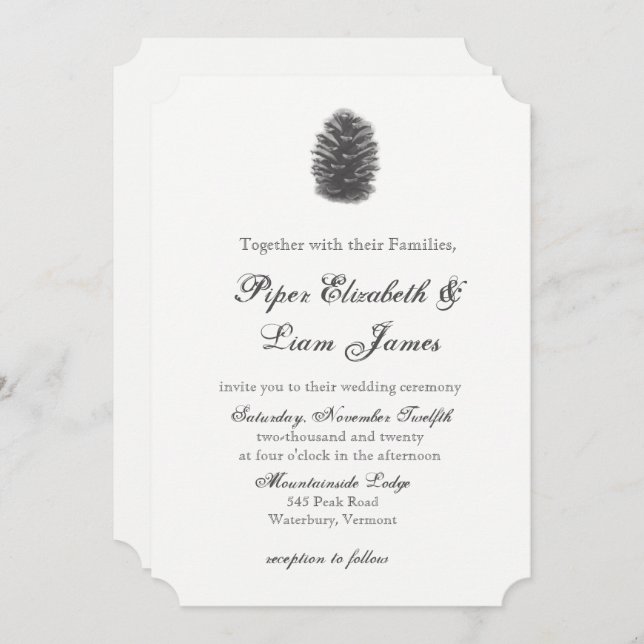 Pine cone Wedding Invitation (Front/Back)