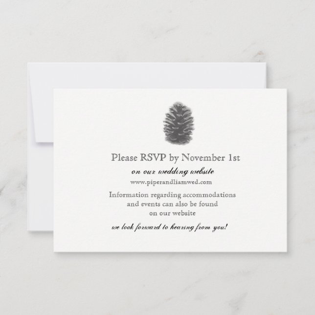 Pine Cone Wedding Reception Card (Front)