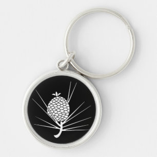 Pine cone with needles key ring