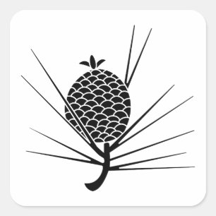 Pine cone with needles square sticker