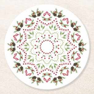 Pine cones and berries paper coaster