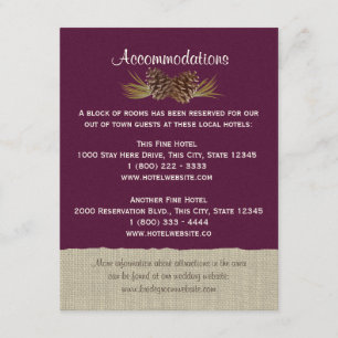 Pine Cones and Burlap Info Card Plum