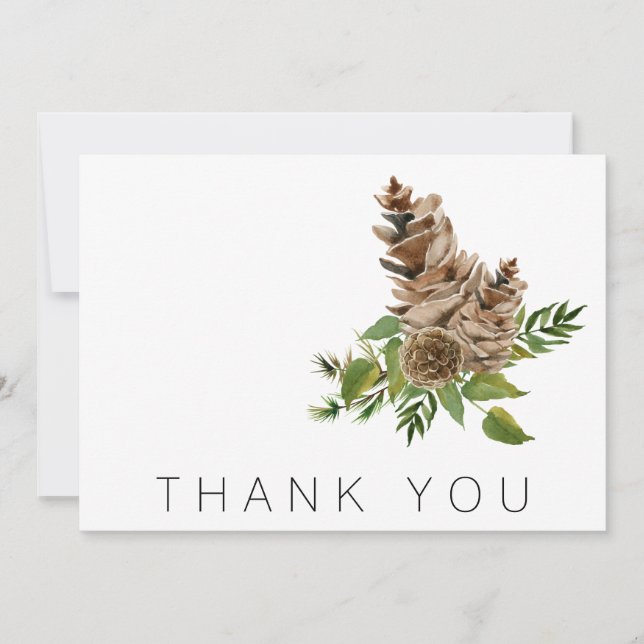 Pine Cones and Foliage Funeral Thank You Card (Front)