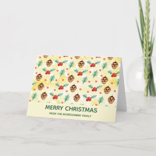 Pine Cones and Holly Christmas Pattern Card