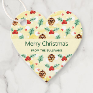 Pine Cones and Holly Christmas Pattern Favour Tags