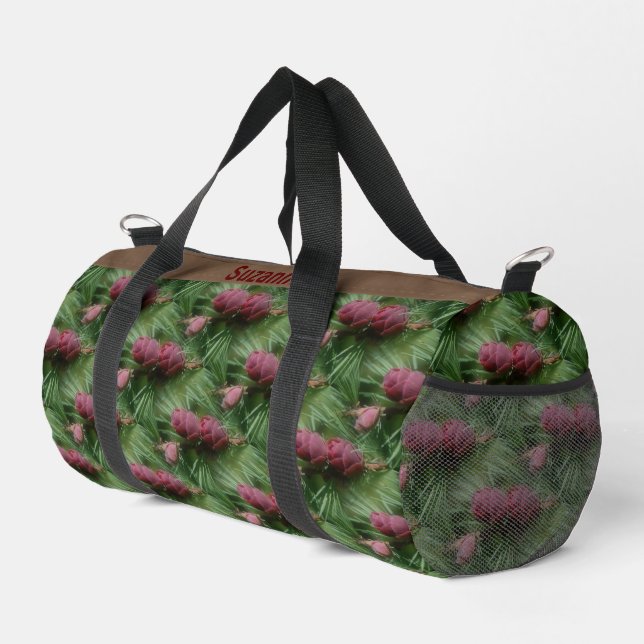 Pine Cones And Pine Needles Nature Personalised Duffle Bag (Right Corner)