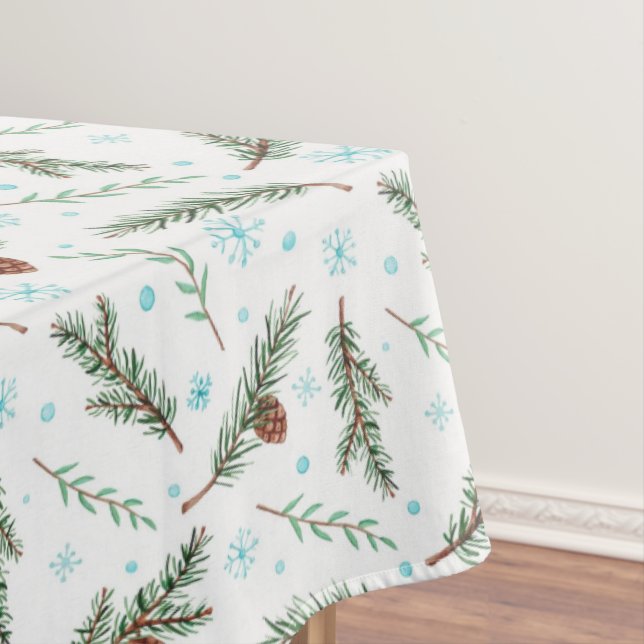Pine Cones and Snowflakes Tablecloth (In Situ)
