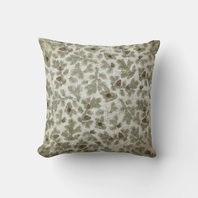Pine Cones Boughs Music Trees Throw Pillow (Front)