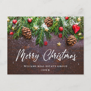 Pine Cones Branch Christmas Corporate Greeting Pos Postcard