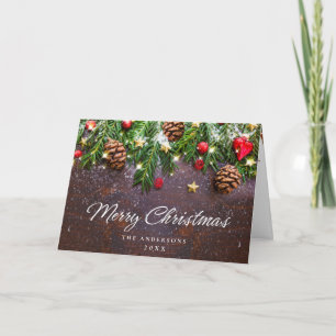 Pine Cones Branch Rustic Christmas Holiday Card