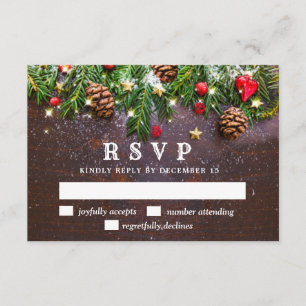 Pine Cones Branch Rustic Holiday  RSVP Card