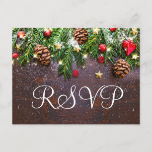 Pine Cones Branch Rustic RSVP with Meal Choice Postcard