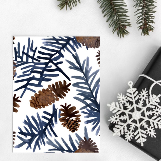 Pine Cones & Branches | Watercolor Winter Painting Postcard (Creator Uploaded)
