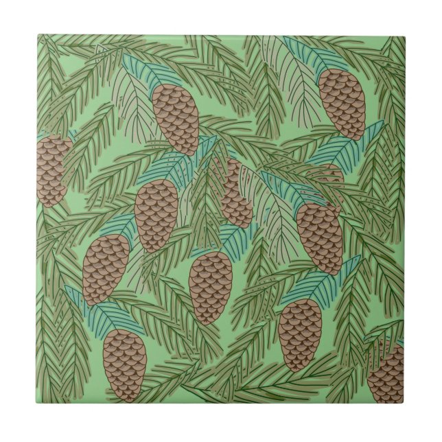 Pine Cones Ceramic Tile (Front)