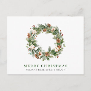 Pine Cones Christmas Greeting Corporate Holiday Postcard