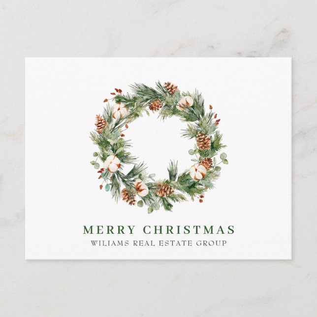 Pine Cones Christmas Greeting Corporate Holiday Postcard (Front)