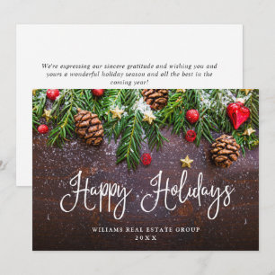 Pine Cones Christmas Rustic Corporate Greeting Holiday Card