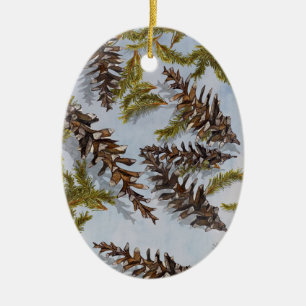 Pine Cones Evergreen Branches Holiday Ornament