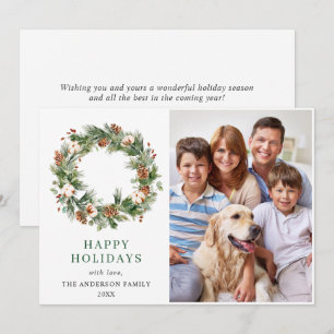 Pine Cones Fir Wreath Christmas Greeting PHOTO Holiday Card