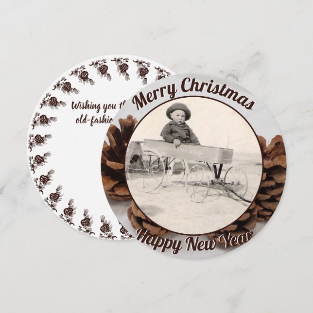 Pine Cones Framed Photo Old Fashioned Christmas (Front/Back)