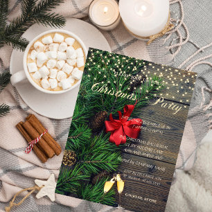 Pine cones,Glase,Wood  Company Christmas Party Invitation