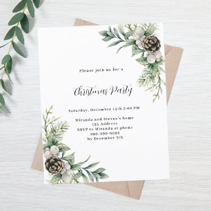 Pine cones green Christmas Party invitation