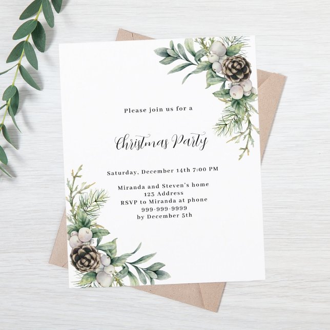 Pine cones green Christmas Party invitation (Creator Uploaded)