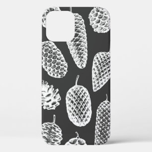 Pine cones hand drawn seamless pattern. Botanical iPhone 12 Case