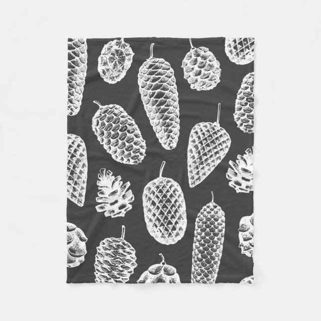 Pine cones hand drawn seamless pattern. Botanical  Fleece Blanket