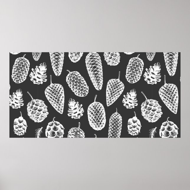 Pine cones hand drawn seamless pattern. Botanical  Poster (Front)