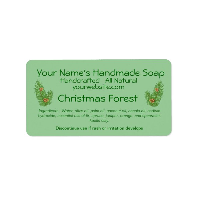 Pine Cones Homemade Christmas Soap Labels Template (Front)