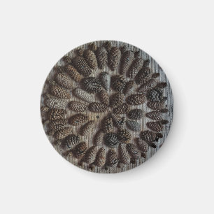 Pine Cones Mandala Small, 3.2 Cm Round Magnet