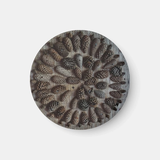Pine Cones Mandala  Small, 3.2 Cm Round Magnet (Front)