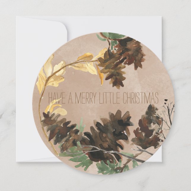 Pine Cones Nature Round Christmas Holiday Card (Front)