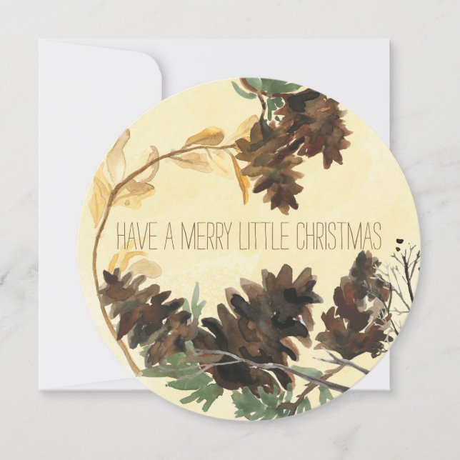 Pine Cones Nature Round Christmas Holiday Card (Front)