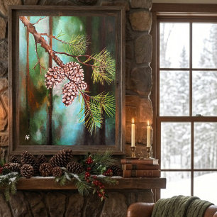 Pine Cones on a Winter's Day by Alfred Fox Poster