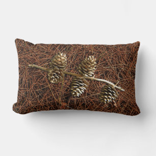 Pine Cones On Fallen Needles Lumbar Cushion