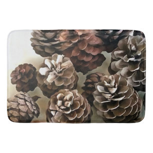 Pine Cones Organic Christmas Ornaments Art Bath Mat