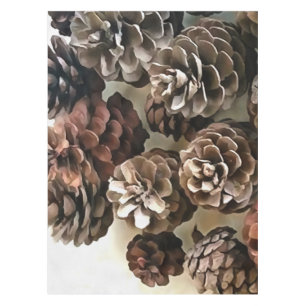 Pine Cones Organic Christmas Ornaments Art Tablecloth