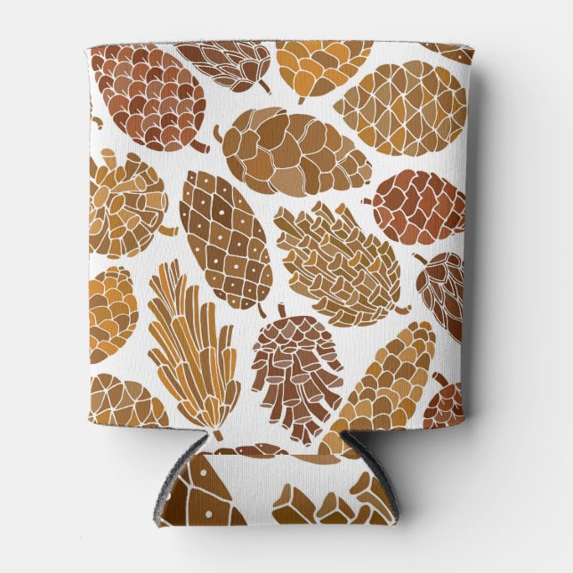 Pine cones pattern illustration. can cooler (Front)